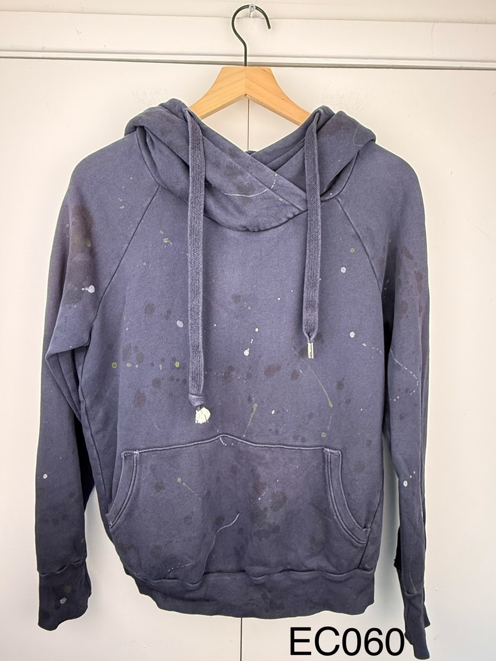 NSF Paint Splatter Distressed Hoodie Navy Size M Made in USA
